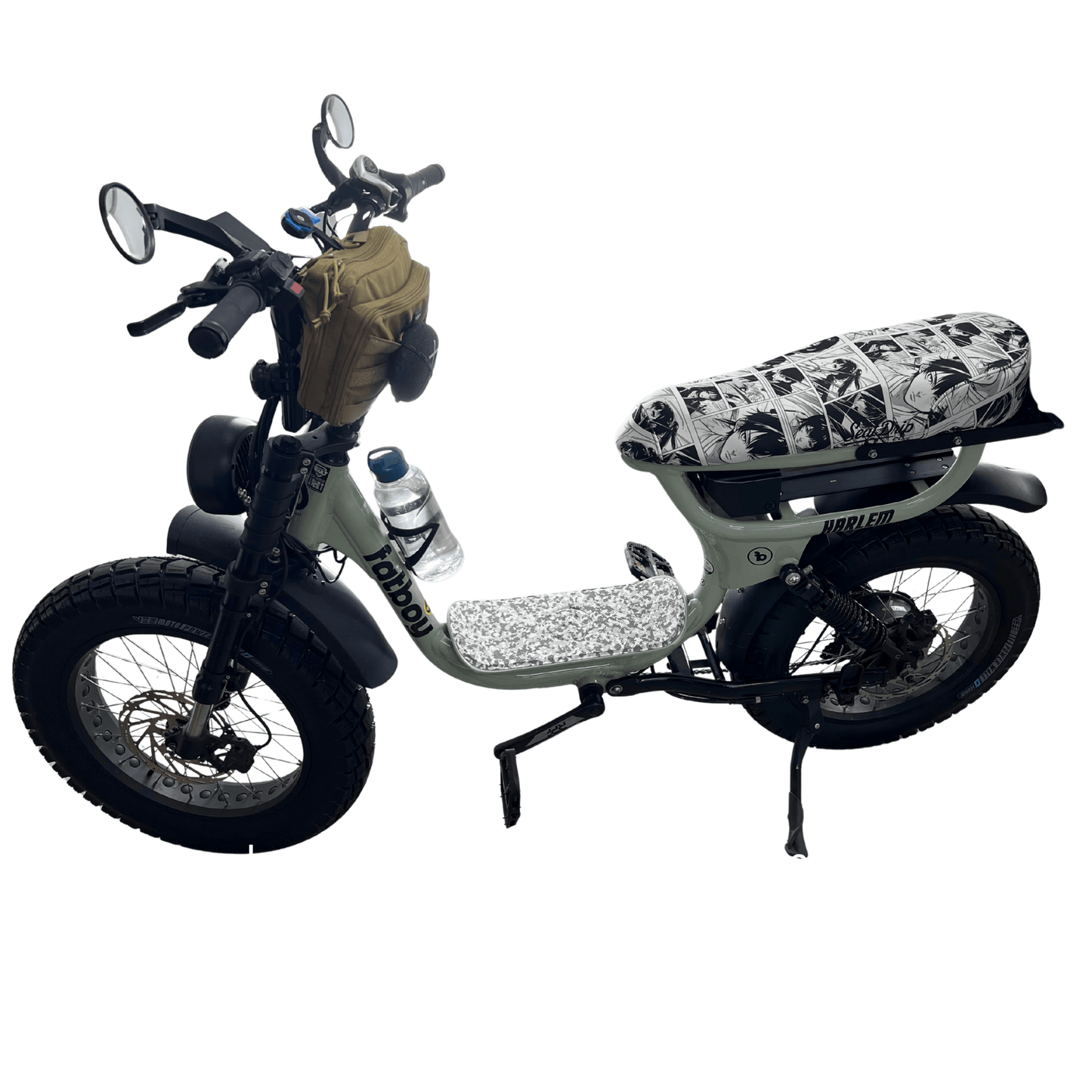 Manga Rush DiroDi Rover, Stator, Ampd Bros & Fatboy seat cover with bold manga graphics - stylish, comfy, and protects your bum from the hot Aussie sun.