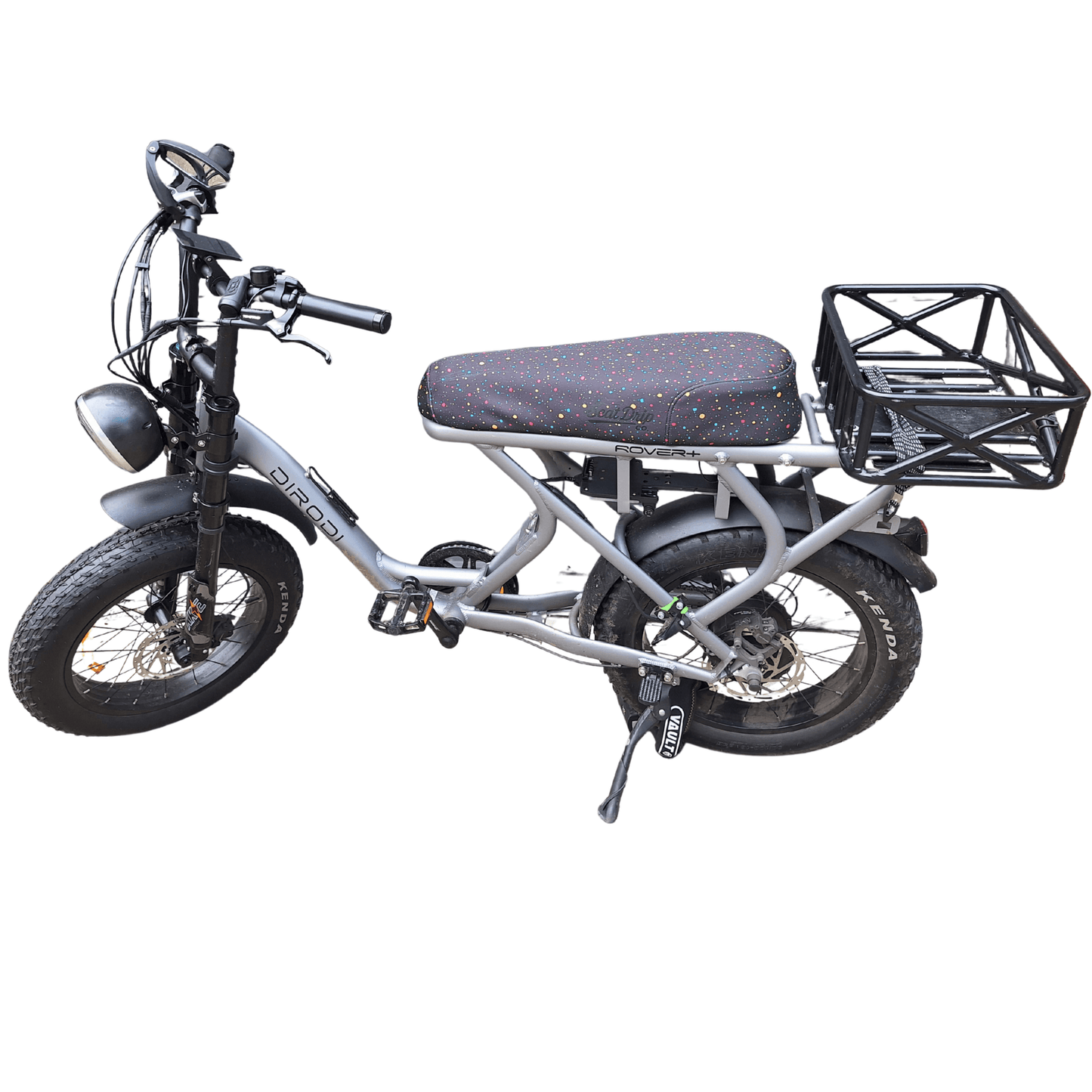 Neon Splash DiroDi Rover, Stator, Ampd Bros & Fatboy seat cover with vibrant neon colors, durable neoprene, and bum protection for a bold, comfy ride.