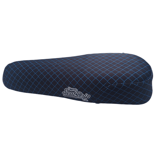 Diamond Aqua DiroDi Rover seat cover with stunning diamond pattern, soft neoprene, and bum protection for bold, comfy rides.