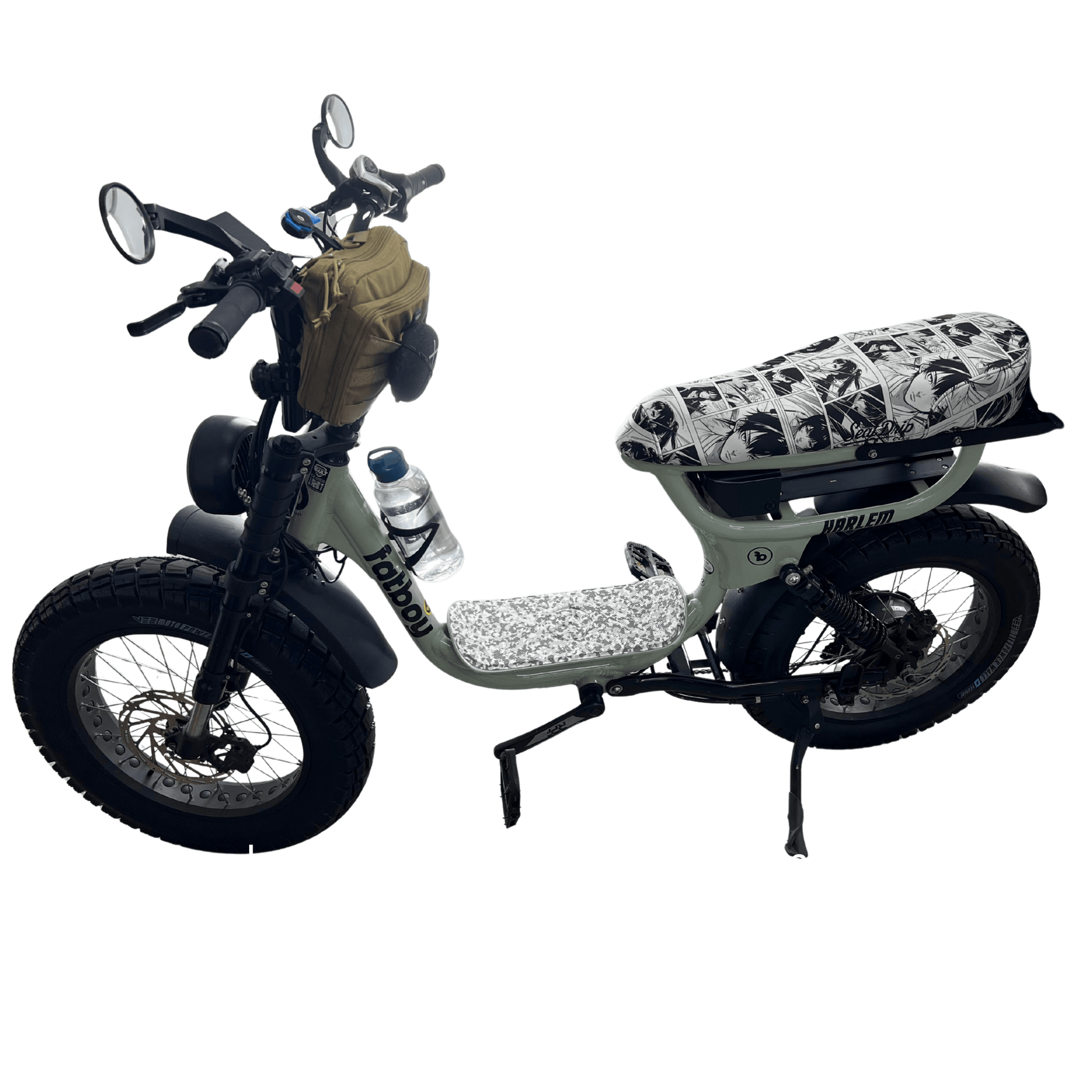 Manga Rush DiroDi Rover, Stator, Ampd Bros & Fatboy seat cover with bold manga graphics - stylish, comfy, and protects your bum from the hot Aussie sun.