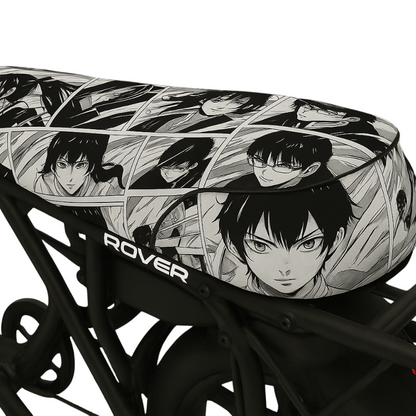 Manga Rush DiroDi Rover seat cover with bold manga graphics - stylish, comfy, and protects your bum from the hot Aussie sun.