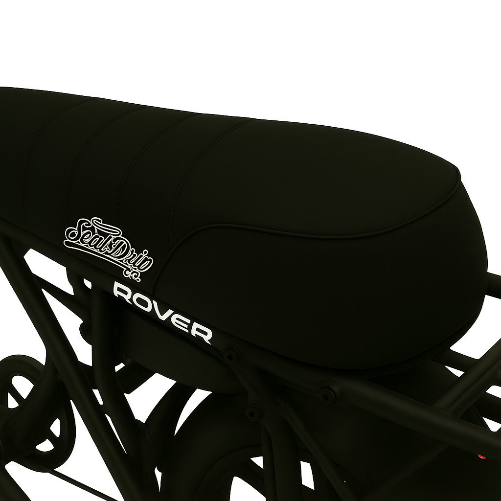 Midnight Black DiroDi Rover, Stator, Ampd Bros & Fatboy seat cover offers a clean, stealth look, perfect for all-black e-bike builds.