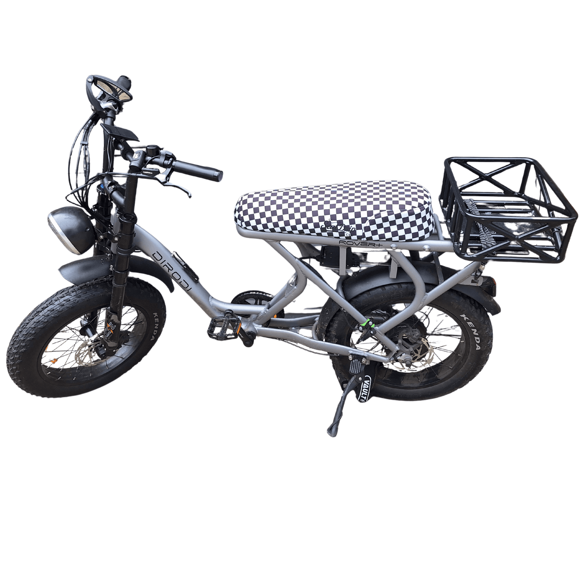 Mono checkered DiroDi Rover seat cover with sleek racing-inspired design, durable neoprene, and bum protection.
