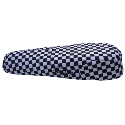 Mono checkered DiroDi Rover seat cover with sleek racing-inspired design, durable neoprene, and bum protection.